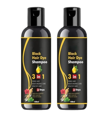 Herbal 3 In 1 Hair Dye Instant Black Hair Shampoo Pack of 2
