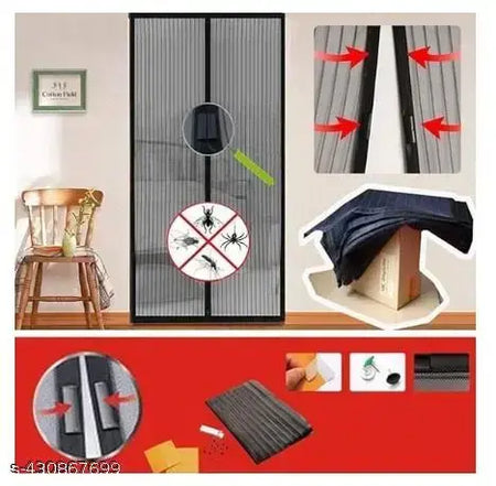 Polyester Magnetic Mosquito Net for Door | Mosquito Curtain for All Door Types & Sizes | Auto-Closing Insect Screen to Keep Mosquito Out