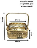 Presents Pure Brass Square Traditional Pooja Basket Dalia