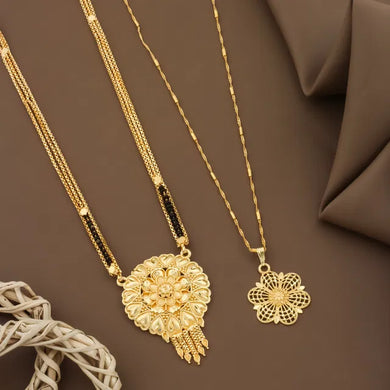 Mangalsutra Ki Mala Design With Moti Chen Ladi Lomg and short Combo Set [ BUY 1 GET 1 FREE ]